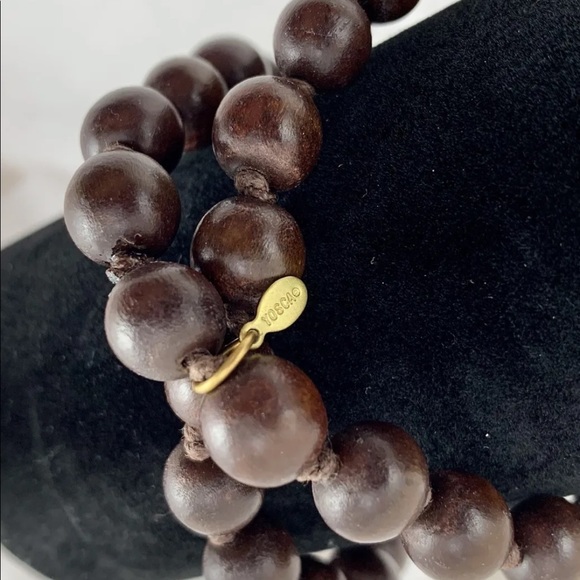 YOSCA VINTAGE BROWN BEADED SIMPLE NECKLACE 36” LONG - Picture 4 of 10